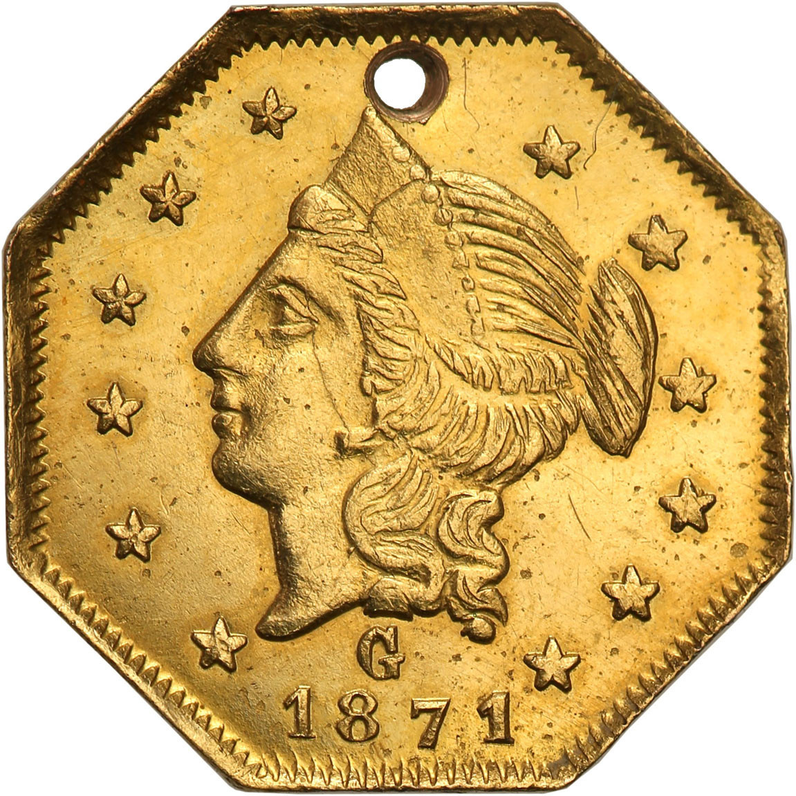 USA. California Gold 1 dolar 1871 typ Liberty Head st.3